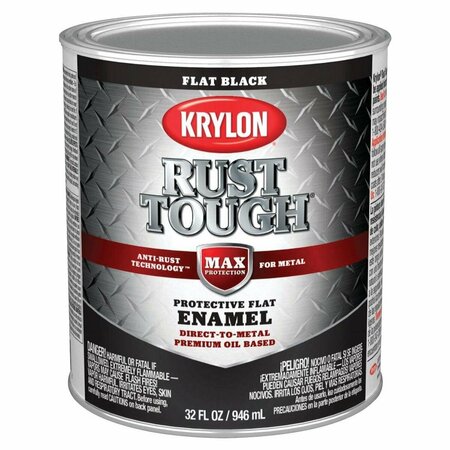KRYLON Rust Tough Oil-Based Flat Rust Control Enamel, Black, 1 Qt. K09711008